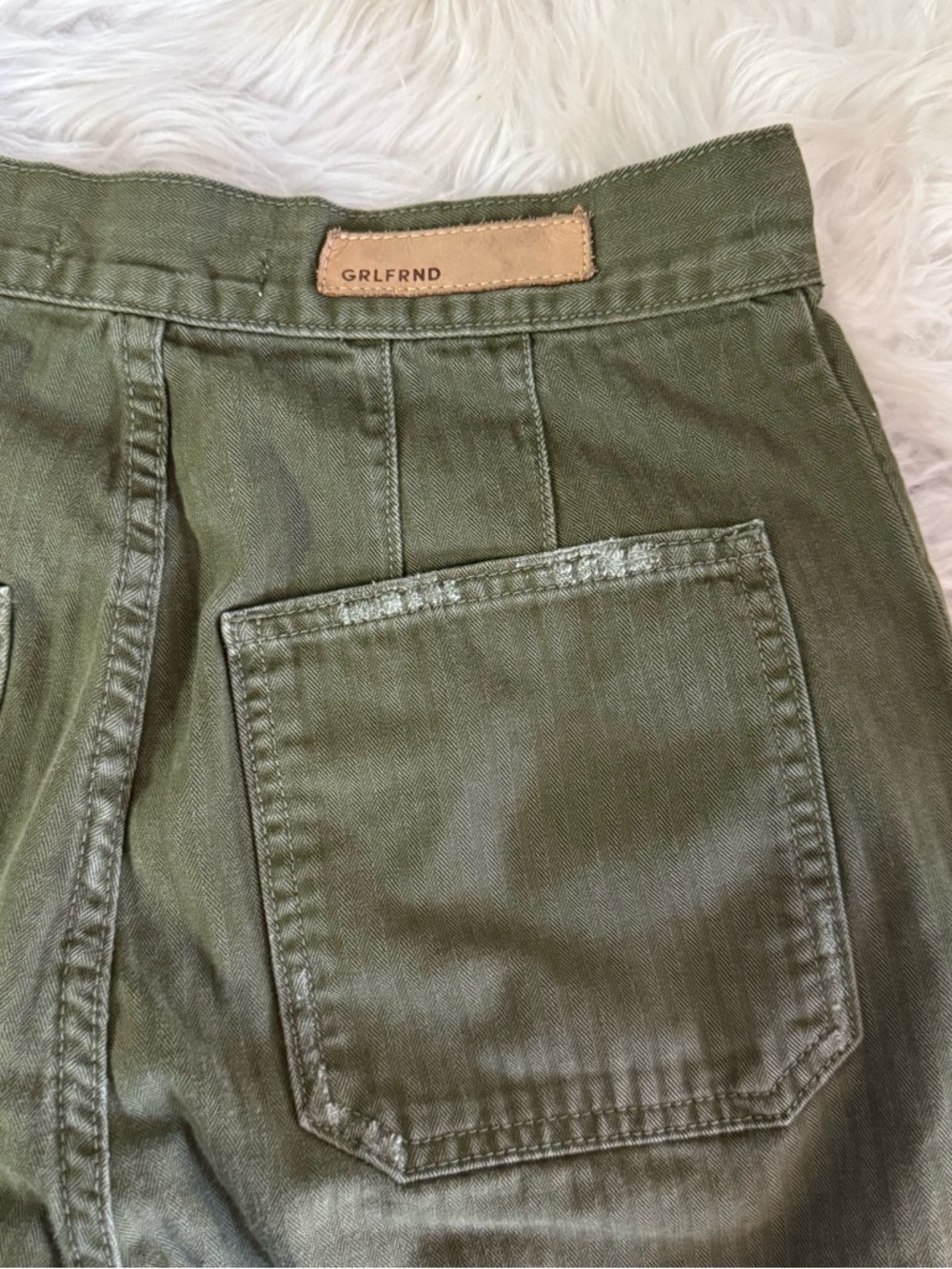 GRLFRND Farrah Wide Leg Cropped Pants Olive Green Women’s Size 26 Revolve - Picture 6 of 9